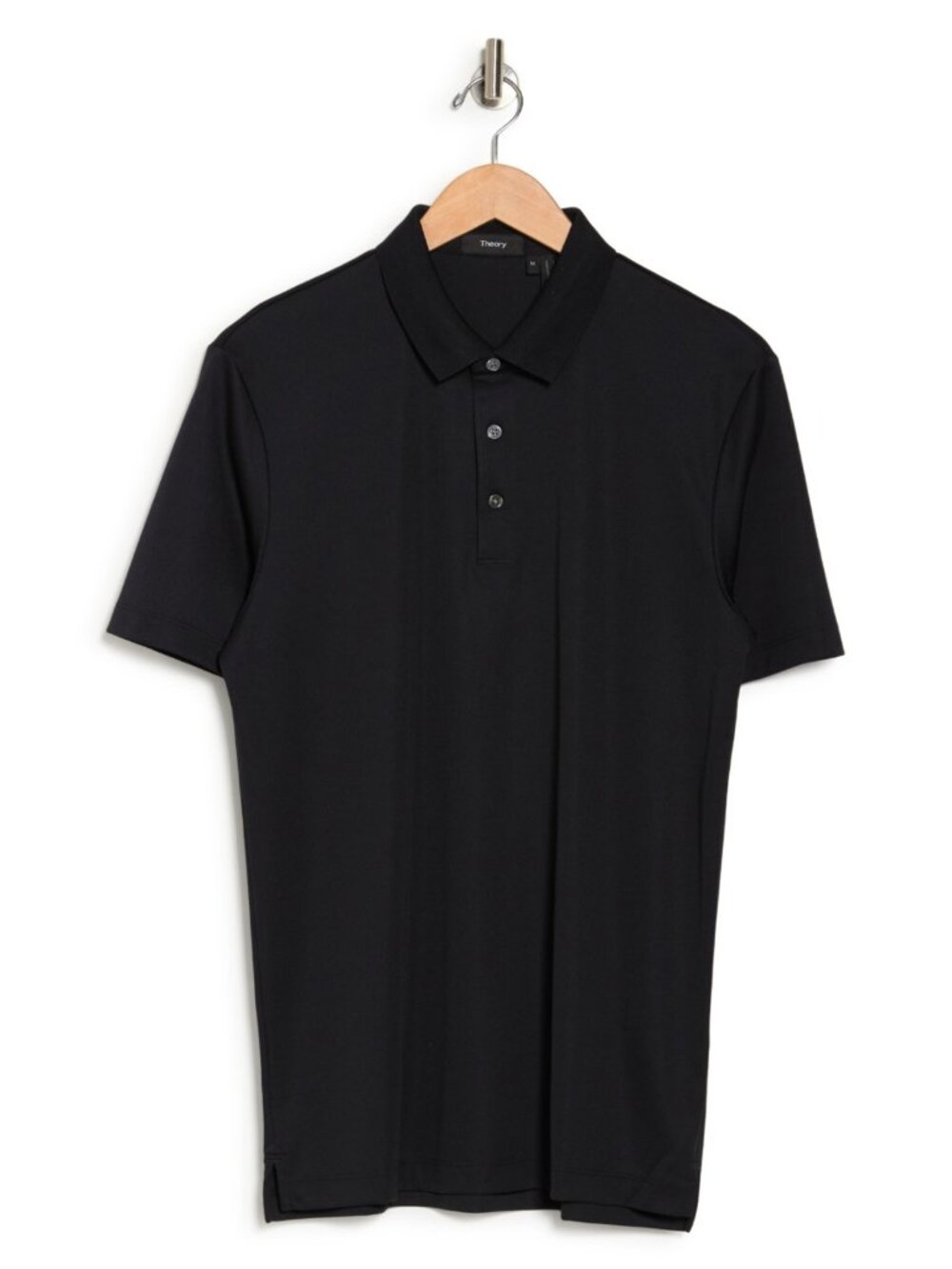 NWT Theory Mens Medium Black Urban Pique Button Polo Shirt L0794535 MSRP $125